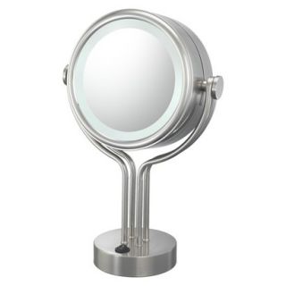 Mirror Image Contemporary Double sided, Four Post 5X/1X Vanity Mirror   Brushed