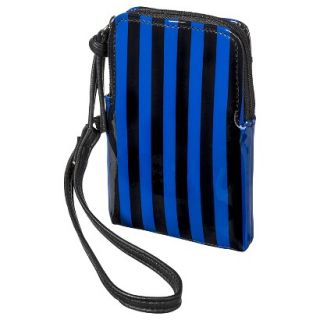 Stripe Wallet with Wristlet Strap   Black/Blue