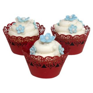 Red Decorative Cupcake Wraps   25ct