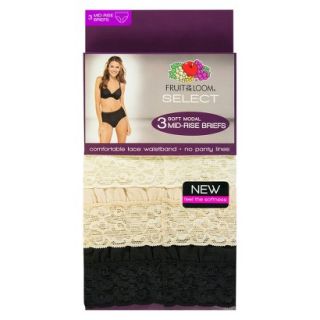 Fruit of the Loom SELECT Modal with Lace Brief 3 Pack   Assorted Colors 8