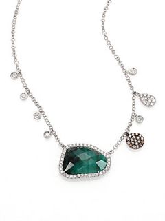 Meira T Emerald, Diamond & 14K White Gold Pendant Necklace   White Gold