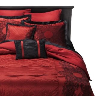 Lace Frame 8 Piece Comforter Set   Red/Black (King)
