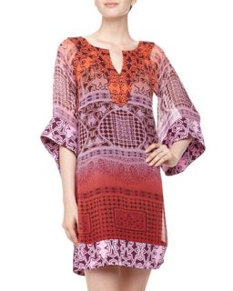 Tabaluh Printed Voile Pullover Dress, Indian Temple Dip