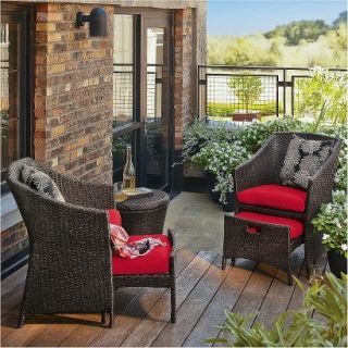 Outdoor Patio Furniture Set Threshold 5 Piece Dark Red Wicker, Loft Collection