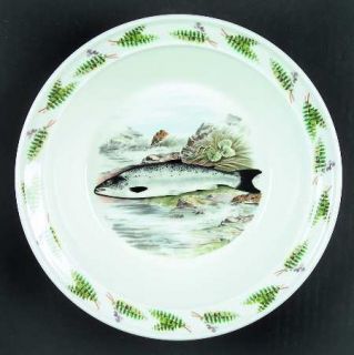 Portmeirion Compleat Angler Fern Rim Soup Bowl, Fine China Dinnerware   White, F