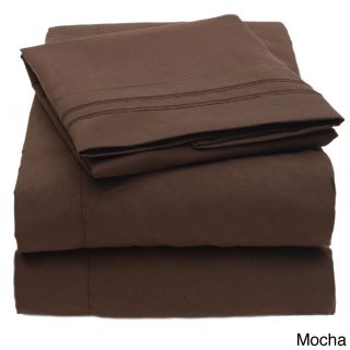 Bed Bath N More Embroidered 4 piece Bed Sheet Set Brown Size Full