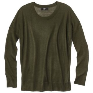 Mossimo Womens High Low Longsleeve Crew Sweater   Peabody Green XL