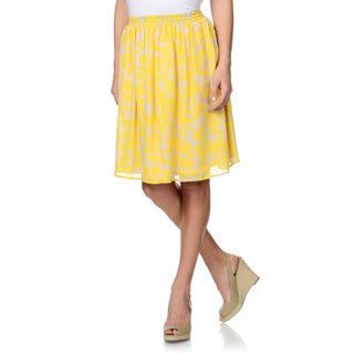 Ben Elias Pippa Womens Yellow/ Beige Printed Silk Skirt Beige Size XXS (0  1)