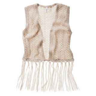 Xhilaration Juniors Fringe Sweater Vest   Cream L(11 13)