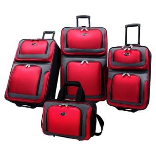 U.S. Traveler New Yorker 4 Piece Expandable Luggage Set, Red