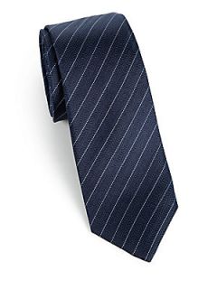 Collection Diagonal Stripe Silk Tie   Navy Blue