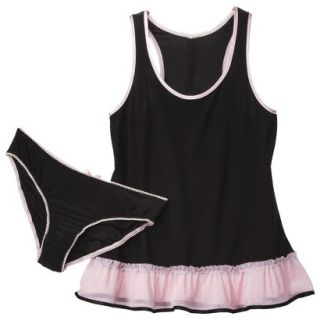 Gilligan & OMalley Womens Knit Baby Doll Set with Panty   Black/Pink S
