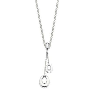 She Sterling Silver Double Open Oval Drop Pendant from Chain Necklace Silver