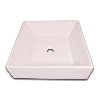 Flotera Ny 0205 White European Square Ceramic Bathroom Vessel Sink