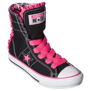 Girls Converse One Star Convertable High Top Sneaker   Black/Pink 5.5