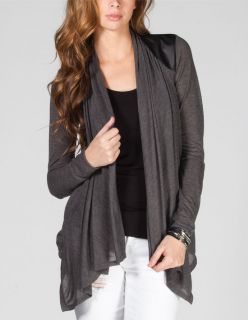 Faux Leather Inset Womens Wrap Charcoal In Sizes X Small, Medium, X L