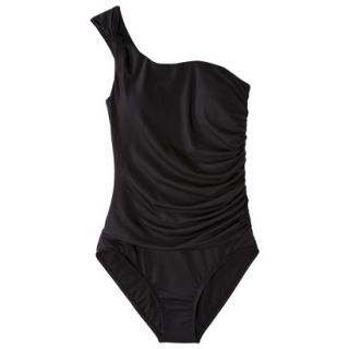 Clean Water Womens 1 Piece One Shoulder Swimsuit  Black S