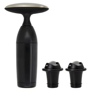 OXO Vacuum Wine Preserver with 2 Stoppers   Black
