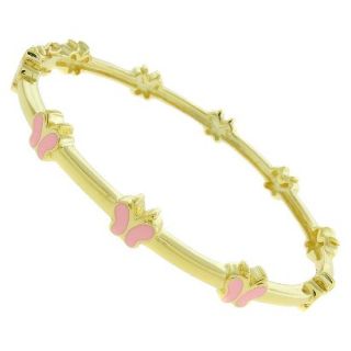 Lily Nily 18k Gold Overlay Enamel Butterfly Design Bangle   Pink