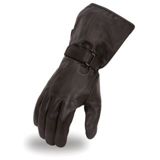 Mens Gauntlet Motorcycle Gloves   Black, XS, Model FI126GEL