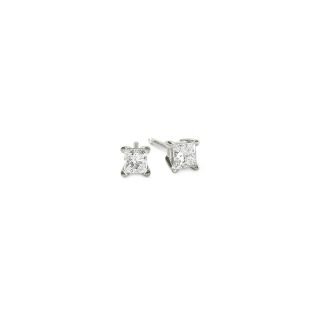 1/3 CT. T.W. Princess Diamond Studs 14K Gold, White/Gold, Womens