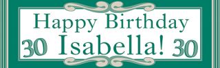 Green Swirl Personalized Vinyl Banner    18 x 54 Inches