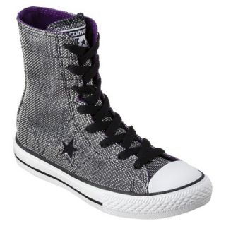 Girls Converse One Star Glitter Hightop Sneaker   Black 4.5