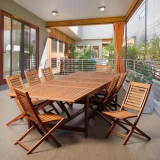 ia Lucille 9 piece Dining Wood/ Wicker Double Extendable Set Natural Size 9 Piece Sets