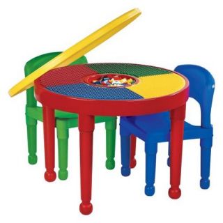 Kids Table and Chair Set Tot Tutors Round Plastic Construction Table, 2 Chairs