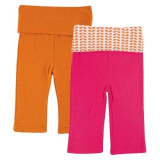 Yoga Sprout Newborn Girls 2 Pack Yoga Pants   Pink/Orange 0 3 M