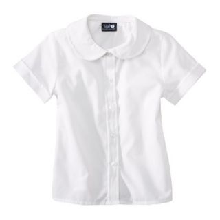 French Toast Toddler Girls School Uniform Short Sleeve Peter Pan Blouse   White