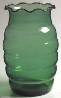 Anchor Hocking Forest Green Crimped Vase   Forest Green,Glassware 40S 60S