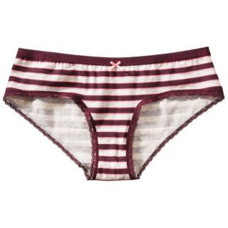 Xhilaration Juniors Cotton With Lace Hipster   Dark Red XS