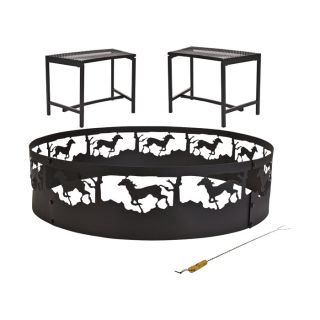 CobraCo Horse Fire Ring Kit   Includes Fire Ring, 2 Benches and Grilling Fork,
