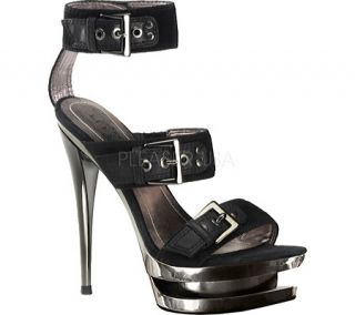Womens Pleaser Day & Night Fascinate 652   Black Suede/Pewter Chrome Heels