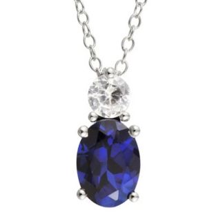 Sterling Silver Created Blue and White Sapphire Pendant with Chain