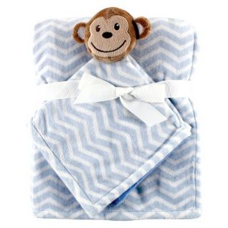 Baby Plush Blanket & Security Blanket with Gift Ribbon   Blue Monkey