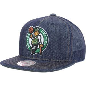 Boston Celtics Mitchell and Ness NBA Denim Trucker Hat
