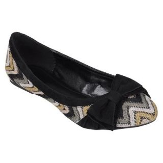 Womens Hailey Jeans Co. Bow Accent Round Toe Flats   Black (7)
