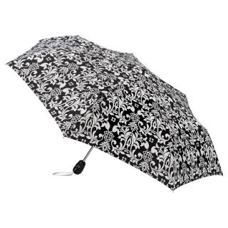 Totes Floral Compact Umbrella   Black/White