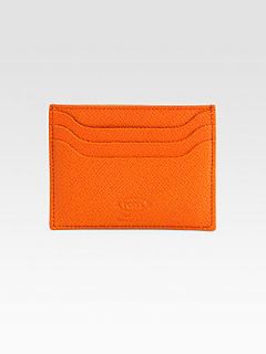 Tods Pebbled Leather Credit Card Case   Orange