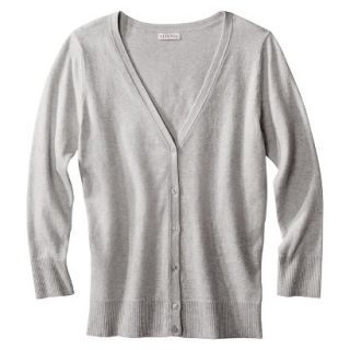 Merona Petites 3/4 Sleeve V Neck Cardigan Sweater   Gray LP
