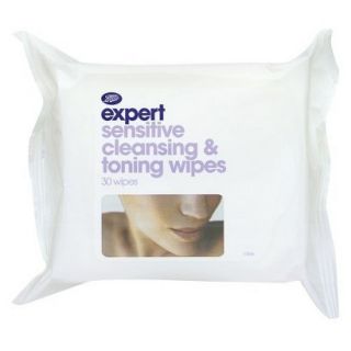 Boots Expert Sensitive Cleansing and Toning Wipes   30 pack