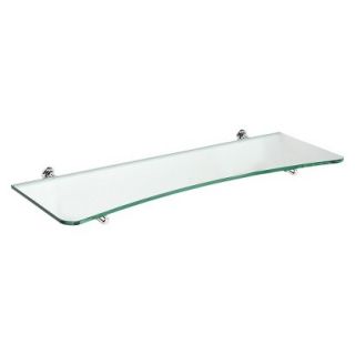 Wall Shelf Concave Clear Glass Shelf With Chrome Atlas Supports   23.5