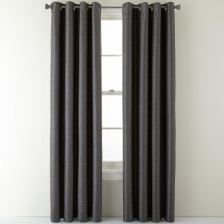 Studio Distressed Texture Grommet Top Blackout Lined Curtain Panel, Carbon