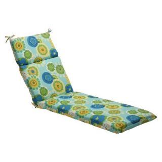 Outdoor Chaise Lounge Cushion   Blue/Green Floral