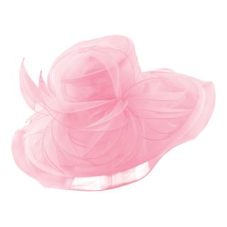 Scala Feather Organza Derby Dressy Hat, Pink, Womens
