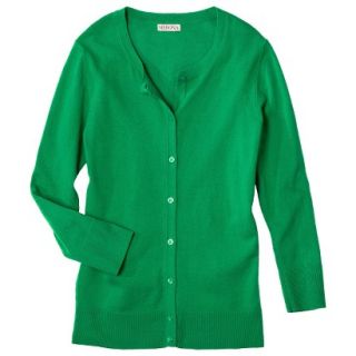 Merona Petites Long Sleeve Crew Neck Cardigan Sweater   Green XSP