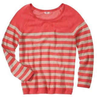 Mossimo Supply Co. Juniors Long Sleeve Mesh Pullover Sweater   Orange/Cream 3