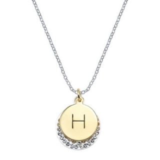 Silver Plated Necklace Charm with Initial H   Clear